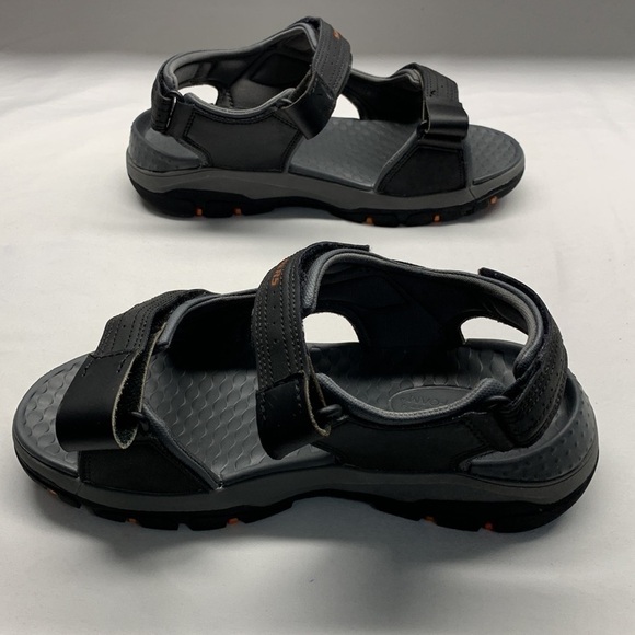 SKECHERS Relaxed Fit Luxe Foam Adjustable Sandals Size 8 Black/Grey - Picture 6 of 9